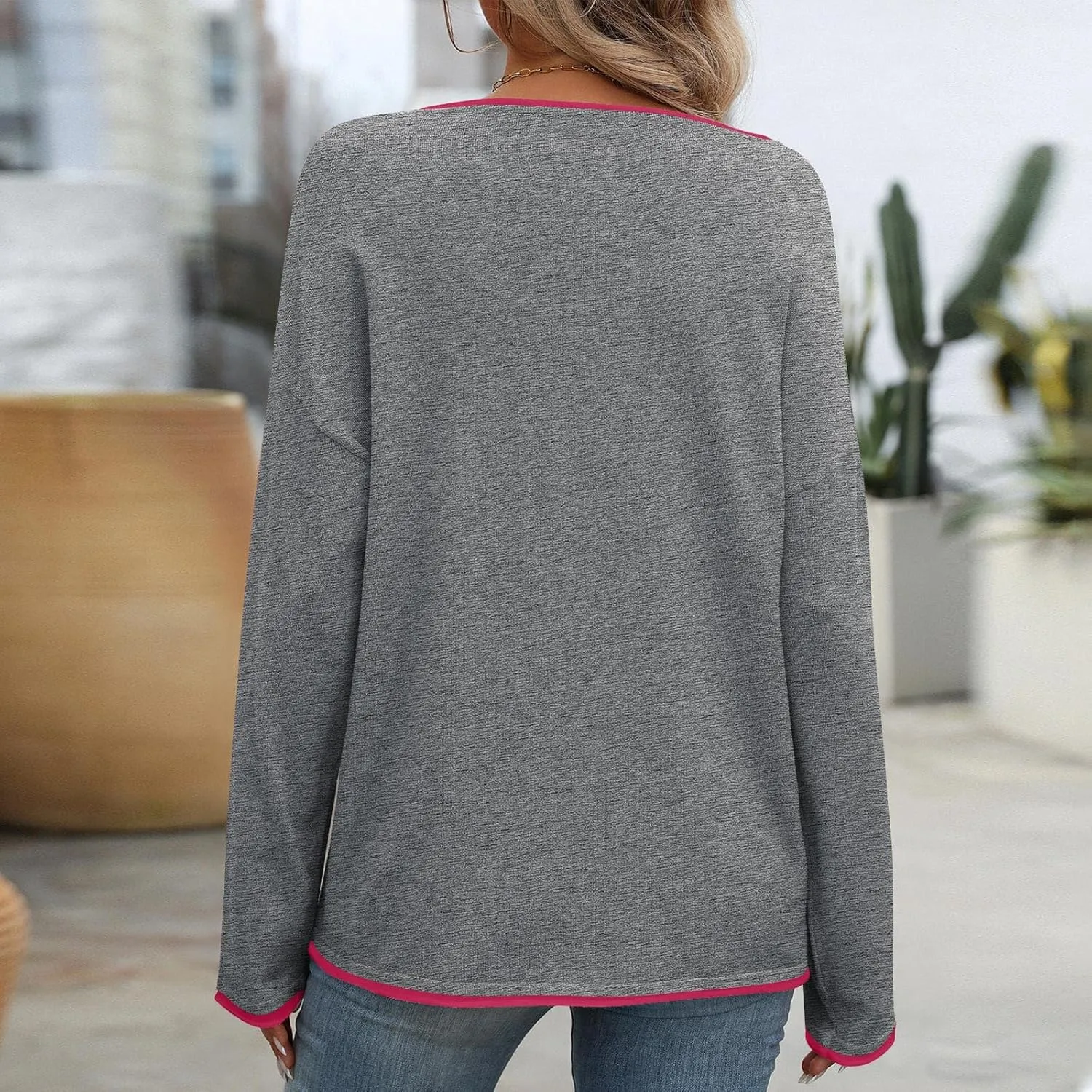 2024 Womens Sweaters Fall Winter Outfits Long Sleeve Button Down Ruffle Knitted Pullover Casual V Neck Jumper Tops