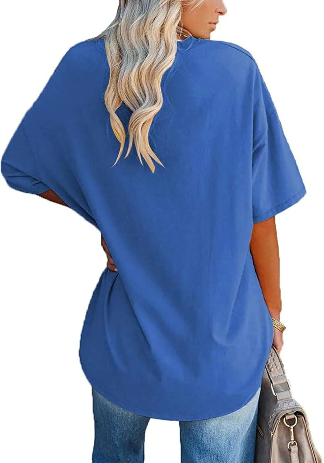 2025 Womens Oversized T Shirts Loose Fit Basic Tees Crewneck Short Sleeve Tops Summer Casual Tunic