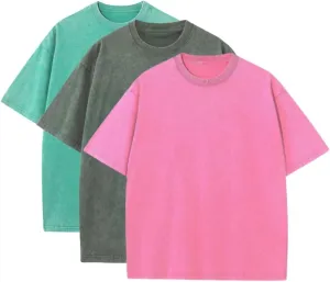 3 Pcs Oversized T-Shirts for Men Heavyweight Cotton Workout Shirts Acid Wash Pump Gym Tees for Casual Active Wear