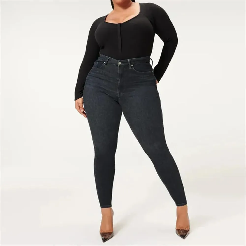 Akapi Jeans Mujer,High Waisted Stretchy Slimming Denim Pants,Curvy Jeans for Women,Button Fly Jeans for Women