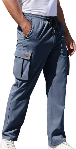 Alalaso Men's Cargo Pants Relaxed Fit with Buttoned Ankle Cuffs and Water Resistant