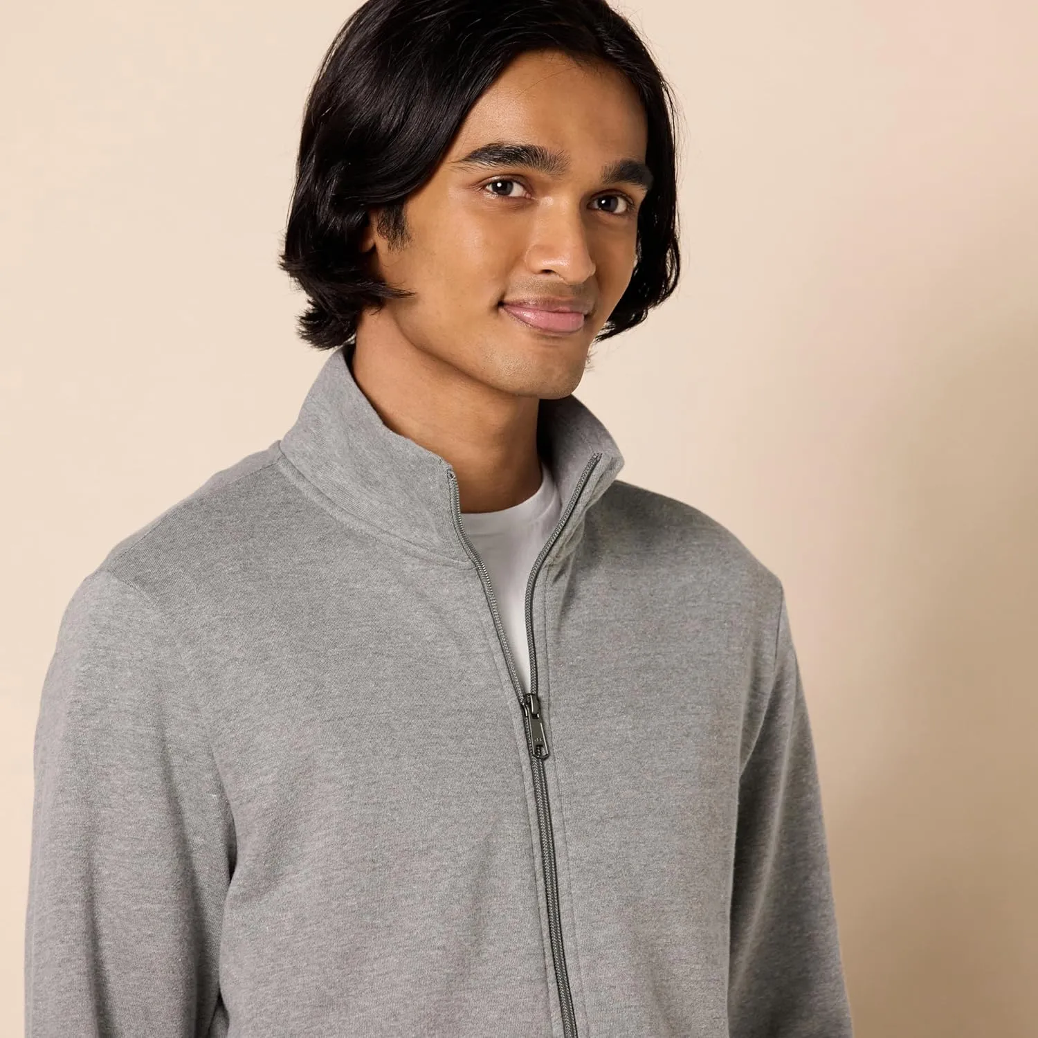 Amazon Essentials Men's Zip Up Sweatshirt, Lightweight French Terry, Mock Neck