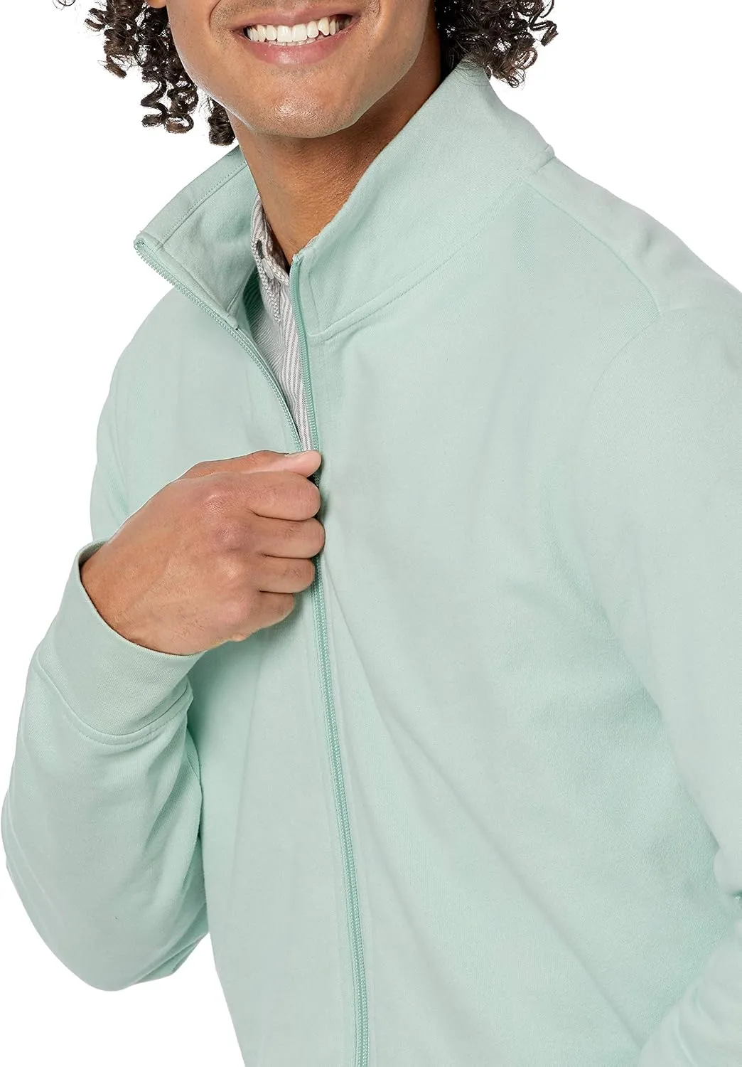 Amazon Essentials Men's Zip Up Sweatshirt, Lightweight French Terry, Mock Neck
