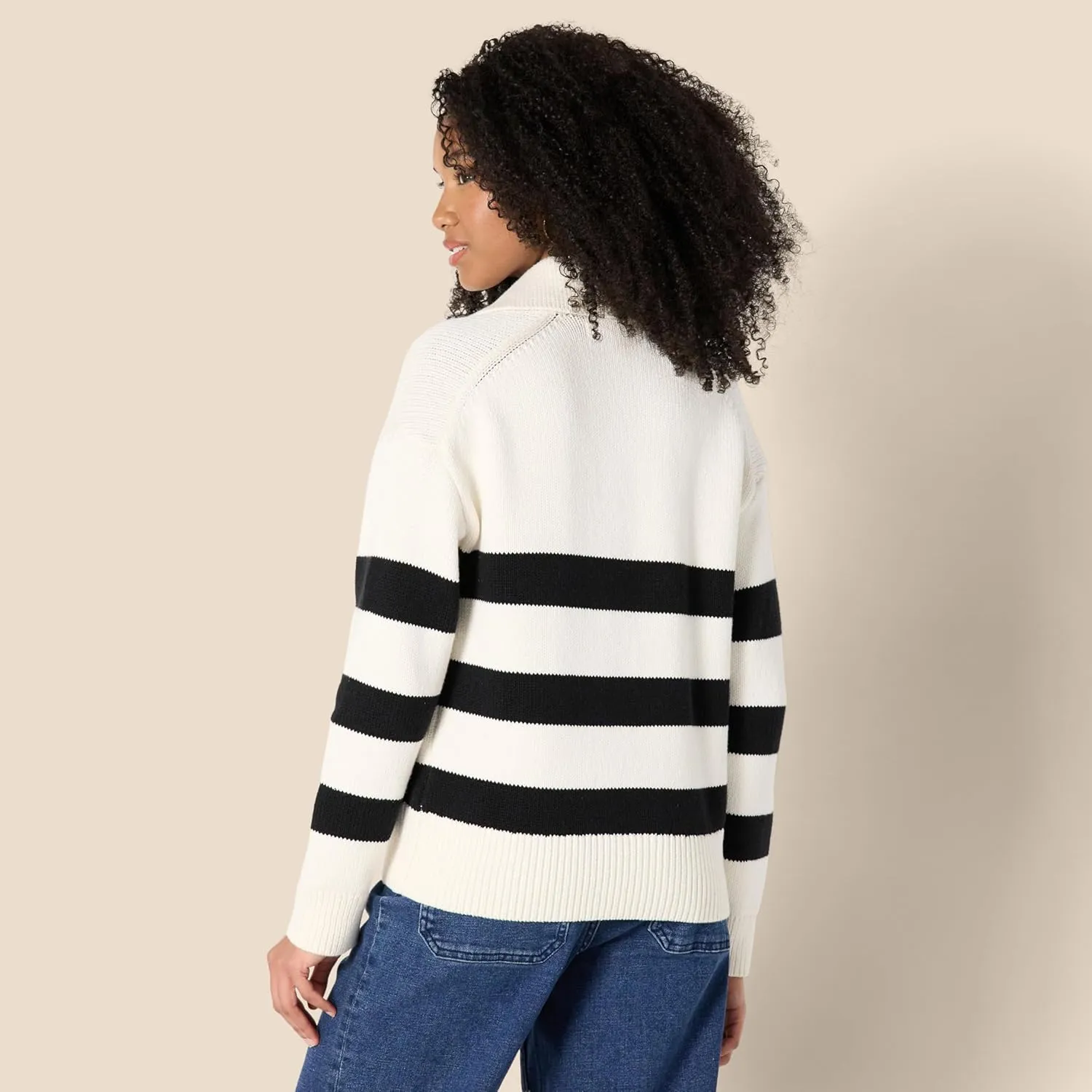 Amazon Essentials Women's Relaxed-Fit Heavyweight Cotton Polo Pullover Sweater
