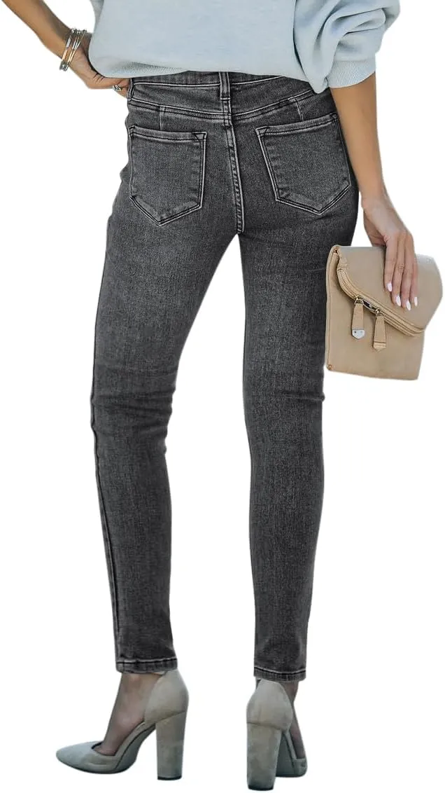 AMRSPENG Women's High Waisted Jeans for Women Ripped Stretch Skinny Butt Lifting Jeans Distressed Jeans Pants