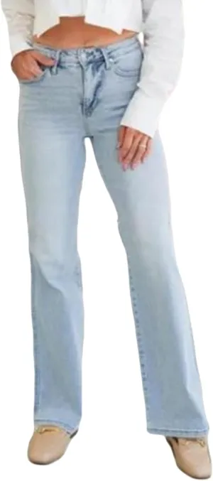 Arisefrom Jeans Plus Size Vintage Wash Tummy Control Stretchy Top Straight Leg Jeans Casual High Waisted Jeans for Women