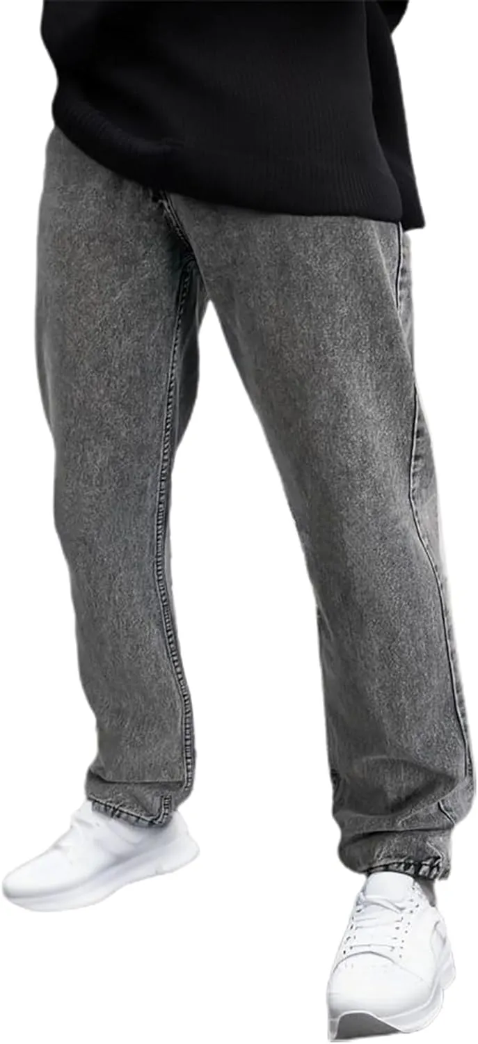Baggy Jeans for Men Hip Hop Streetwear Wide Leg Denim Pants Relaxed Fit Trendy Casual Straight Legs Jean Work Pants