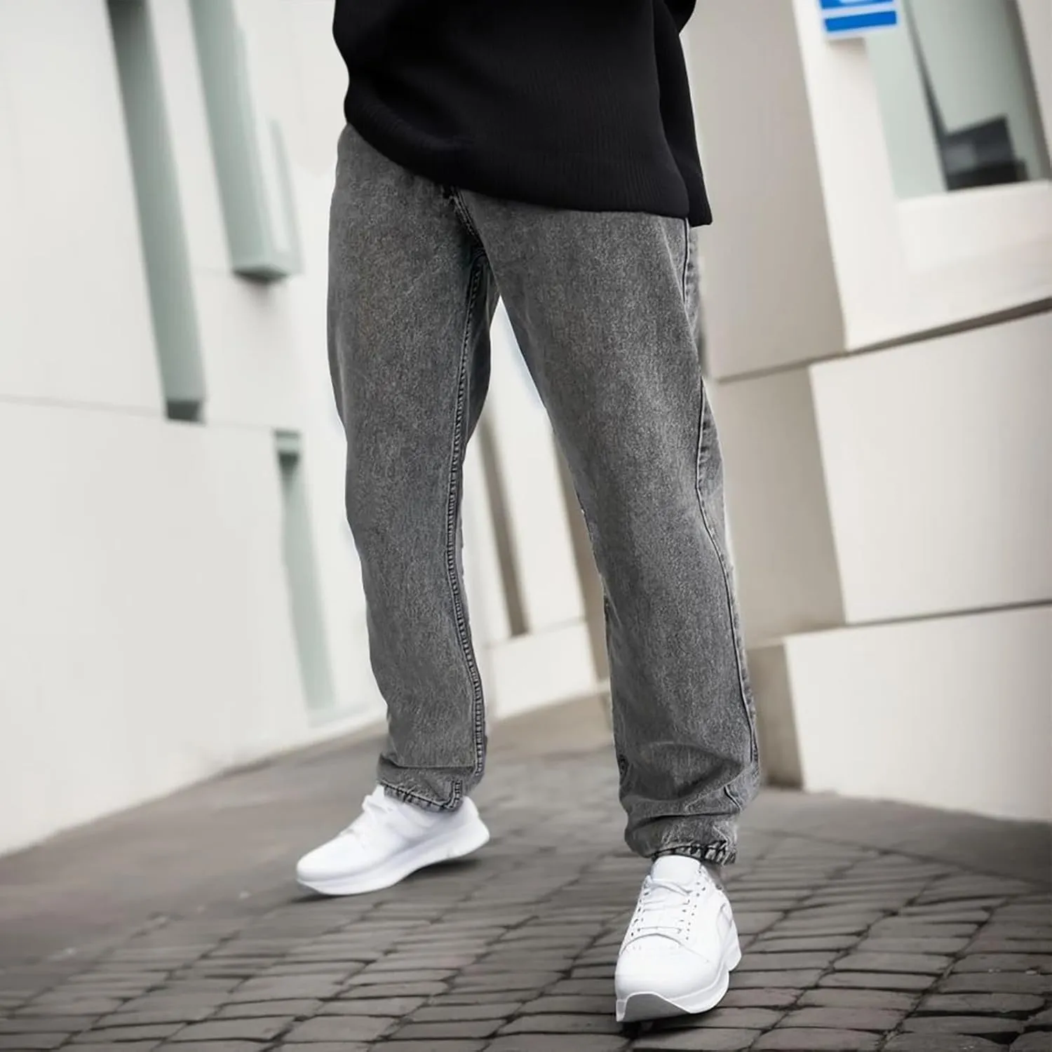 Baggy Jeans for Men Hip Hop Streetwear Wide Leg Denim Pants Relaxed Fit Trendy Casual Straight Legs Jean Work Pants