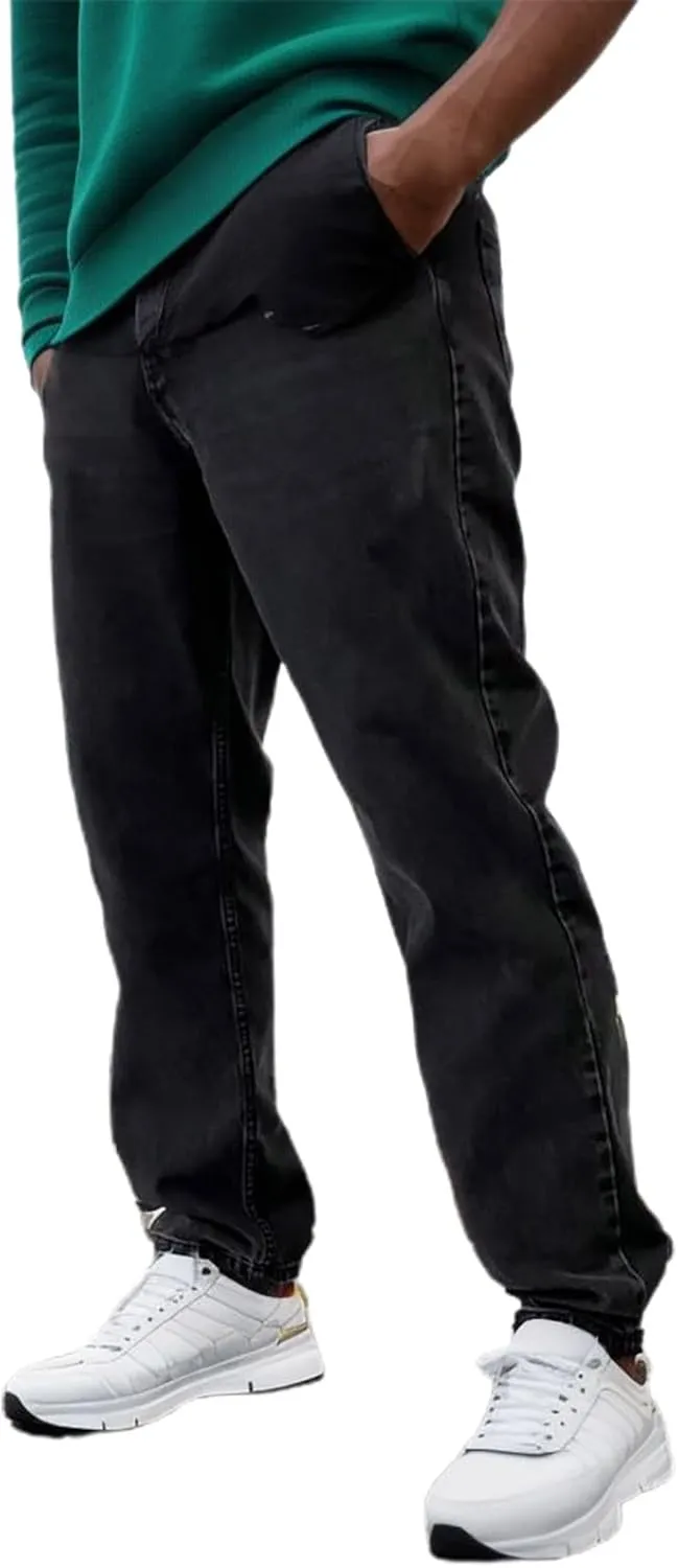 Baggy Jeans for Men Hip Hop Streetwear Wide Leg Denim Pants Relaxed Fit Trendy Casual Straight Legs Jean Work Pants