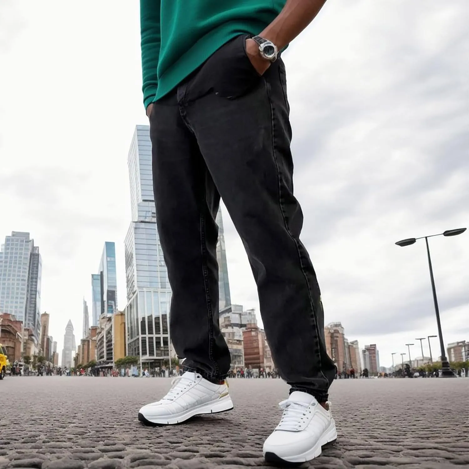 Baggy Jeans for Men Hip Hop Streetwear Wide Leg Denim Pants Relaxed Fit Trendy Casual Straight Legs Jean Work Pants