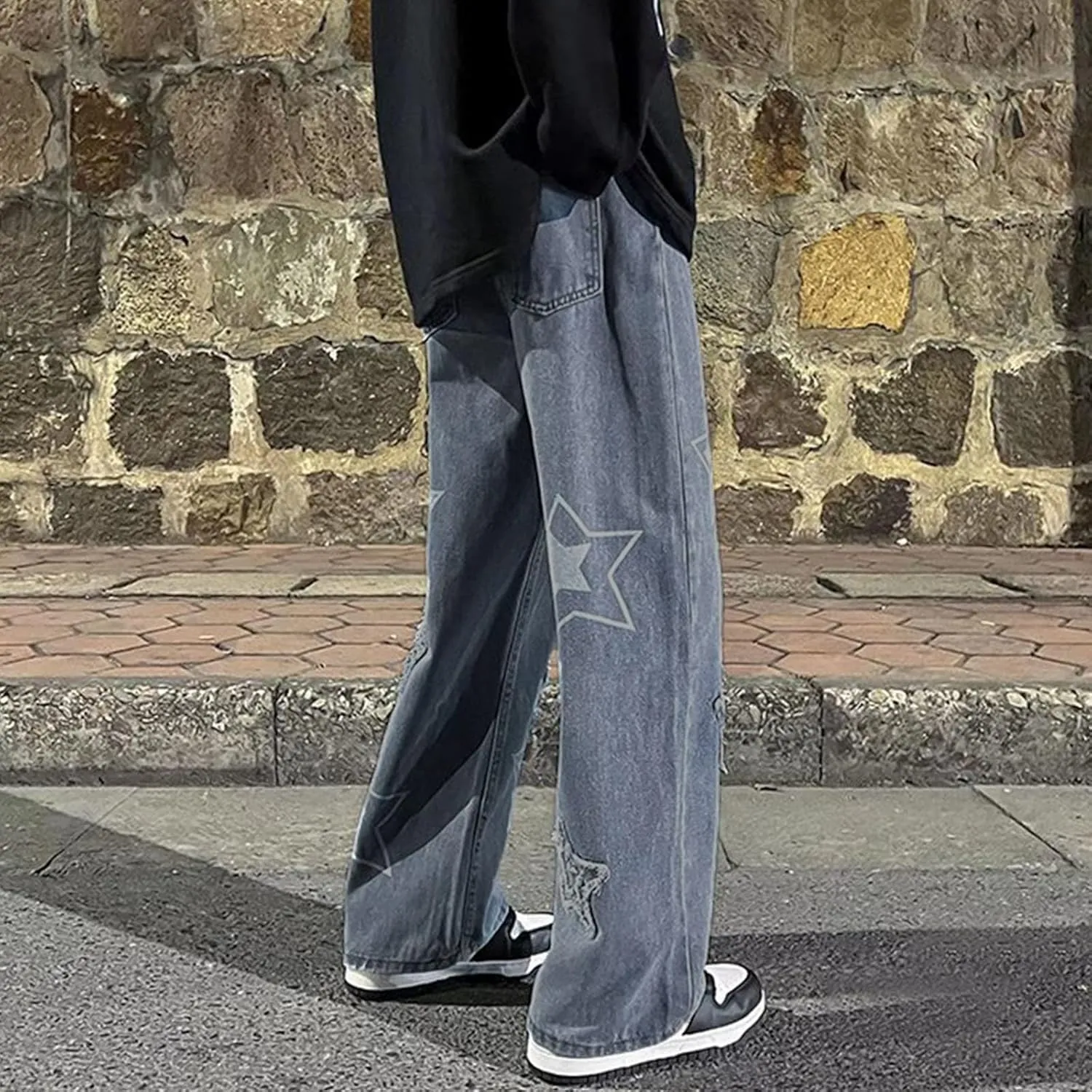 Baggy Jeans Men Y2K Relaxed Fit Fashion Aesthetic Hip Hop Streetwear Wide Leg Loose Denim Pants Trendy Comfy Vintage Trousers