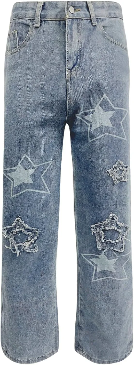 Baggy Jeans Men Y2K Relaxed Fit Fashion Aesthetic Hip Hop Streetwear Wide Leg Loose Denim Pants Trendy Comfy Vintage Trousers