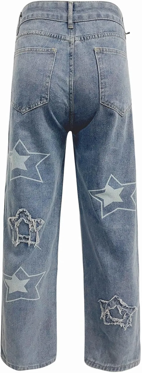 Baggy Jeans Men Y2K Relaxed Fit Fashion Aesthetic Hip Hop Streetwear Wide Leg Loose Denim Pants Trendy Comfy Vintage Trousers