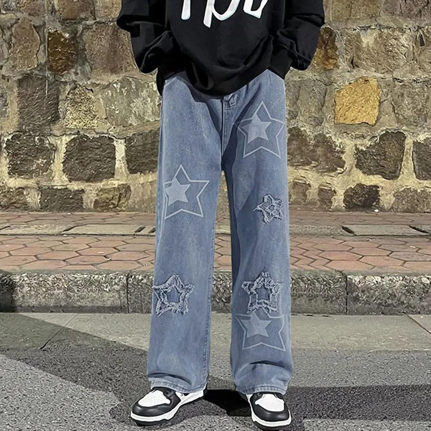 Baggy Jeans Men Y2K Relaxed Fit Fashion Aesthetic Hip Hop Streetwear Wide Leg Loose Denim Pants Trendy Comfy Vintage Trousers