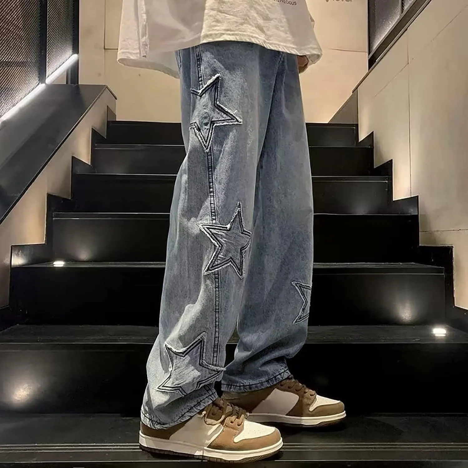 Baggy Jeans Men Y2K Relaxed Fit Fashion Aesthetic Hip Hop Streetwear Wide Leg Loose Denim Pants Trendy Comfy Vintage Trousers