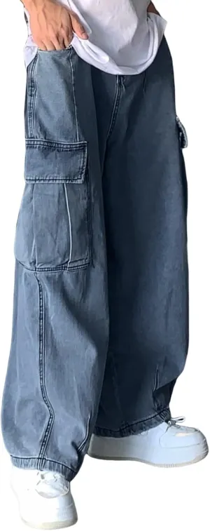 Baggy Jeans Men Y2K Relaxed Fit Fashion Aesthetic Hip Hop Streetwear Wide Leg Loose Denim Pants Trendy Comfy Vintage Trousers