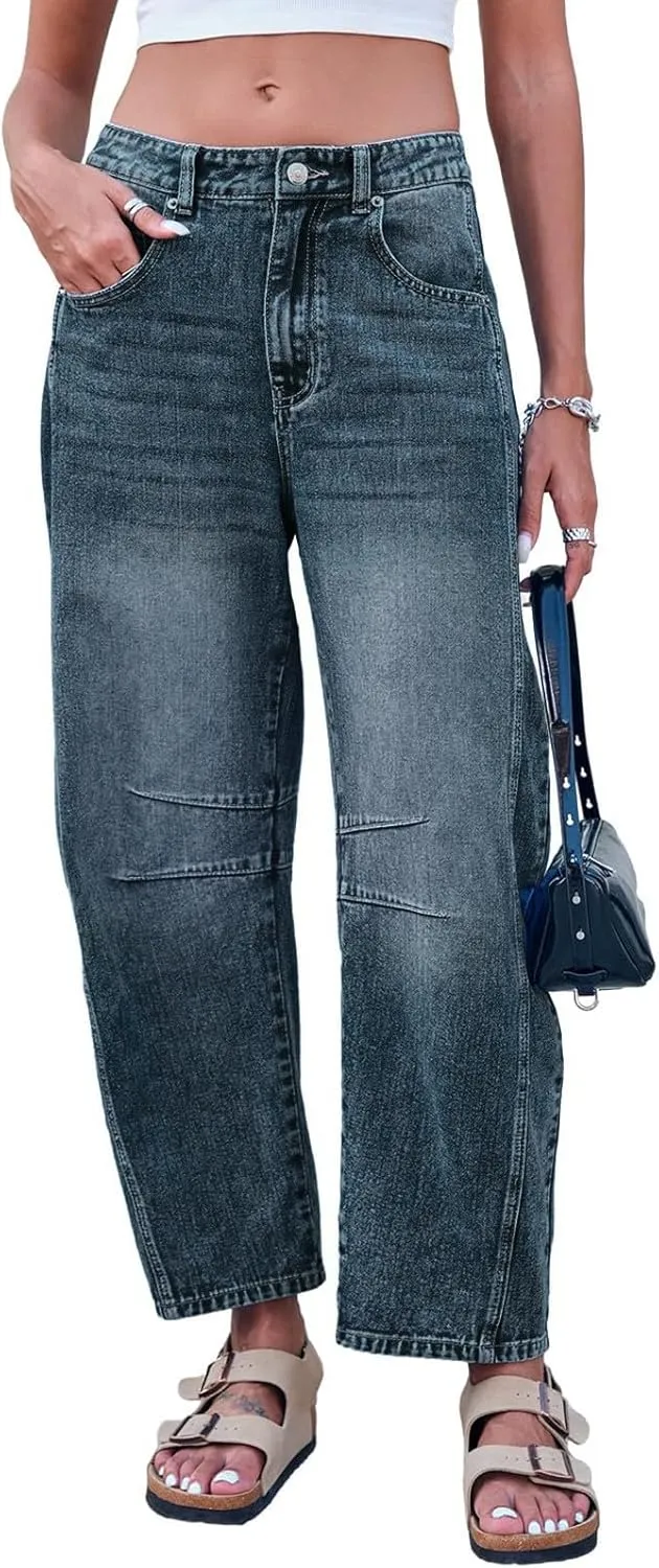 Baggy Straight Leg Jeans for Women Trendy Low Rise 2024 Stretch Relaxed Fit Denim Pants Loose Fit Classic Casual Fall