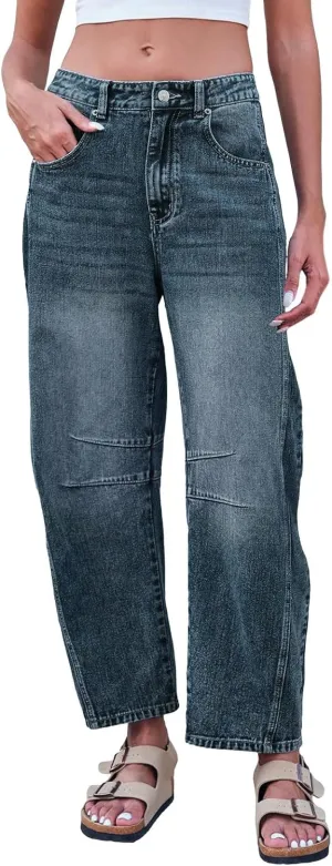 Baggy Straight Leg Jeans for Women Trendy Low Rise 2024 Stretch Relaxed Fit Denim Pants Loose Fit Classic Casual Fall