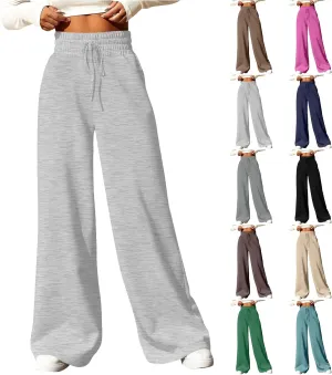 Baggy Sweatpants for Women Fleece Drawstring High Waisted Wide Leg Pants Lightweight Lounge Pants with Pockets