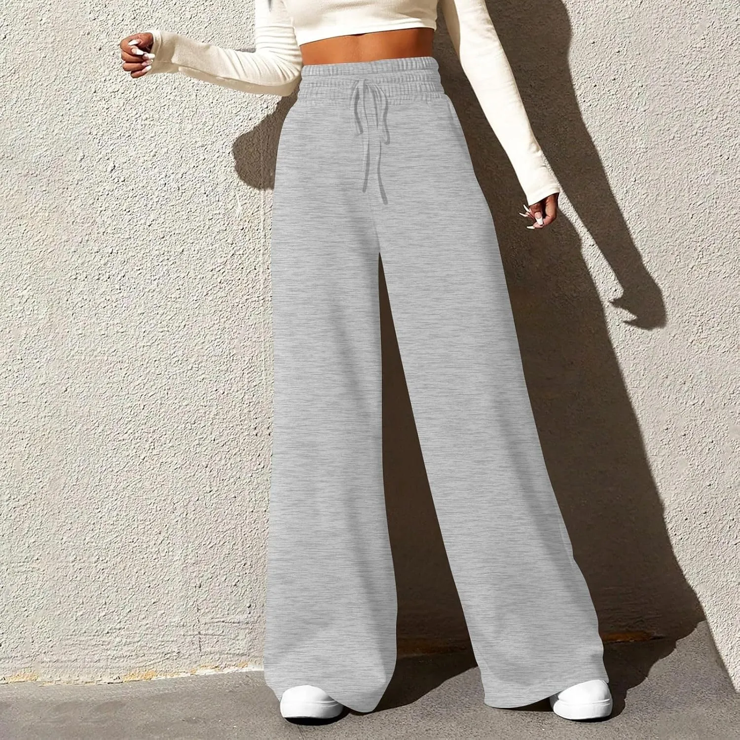 Baggy Sweatpants for Women Fleece Drawstring High Waisted Wide Leg Pants Lightweight Lounge Pants with Pockets
