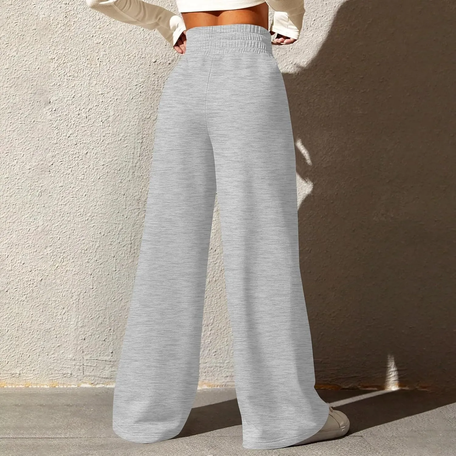 Baggy Sweatpants for Women Fleece Drawstring High Waisted Wide Leg Pants Lightweight Lounge Pants with Pockets