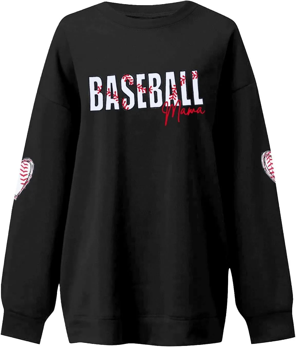 Baseball Mom Sweatshirt Embroidered Softball Graphic Printed Tops Crewneck Long Sleeve Casual Oversized Comfy Clothe