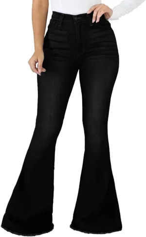 Bell Bottom Jeans for Women Ripped High Waisted Classic Flared Denim Pants