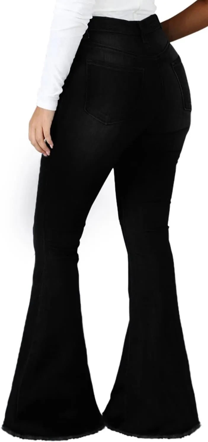 Bell Bottom Jeans for Women Ripped High Waisted Classic Flared Denim Pants