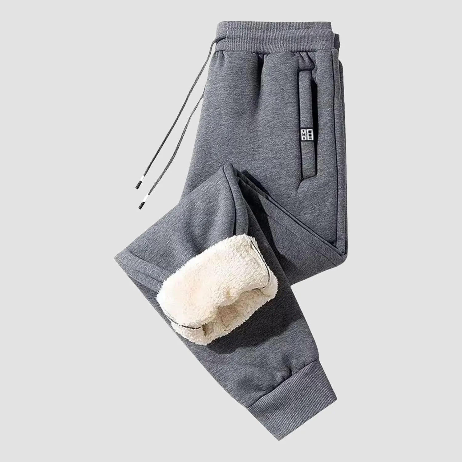 BIFUTON Fleece Lined Pants Men,Men's Winter Fleece Pants Sherpa Lined Sweatpants Drawstring Athletic Jogger Pants with Pocket