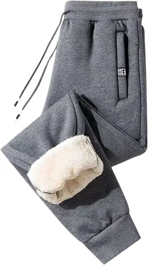 BIFUTON Fleece Lined Pants Men,Men's Winter Fleece Pants Sherpa Lined Sweatpants Drawstring Athletic Jogger Pants with Pocket