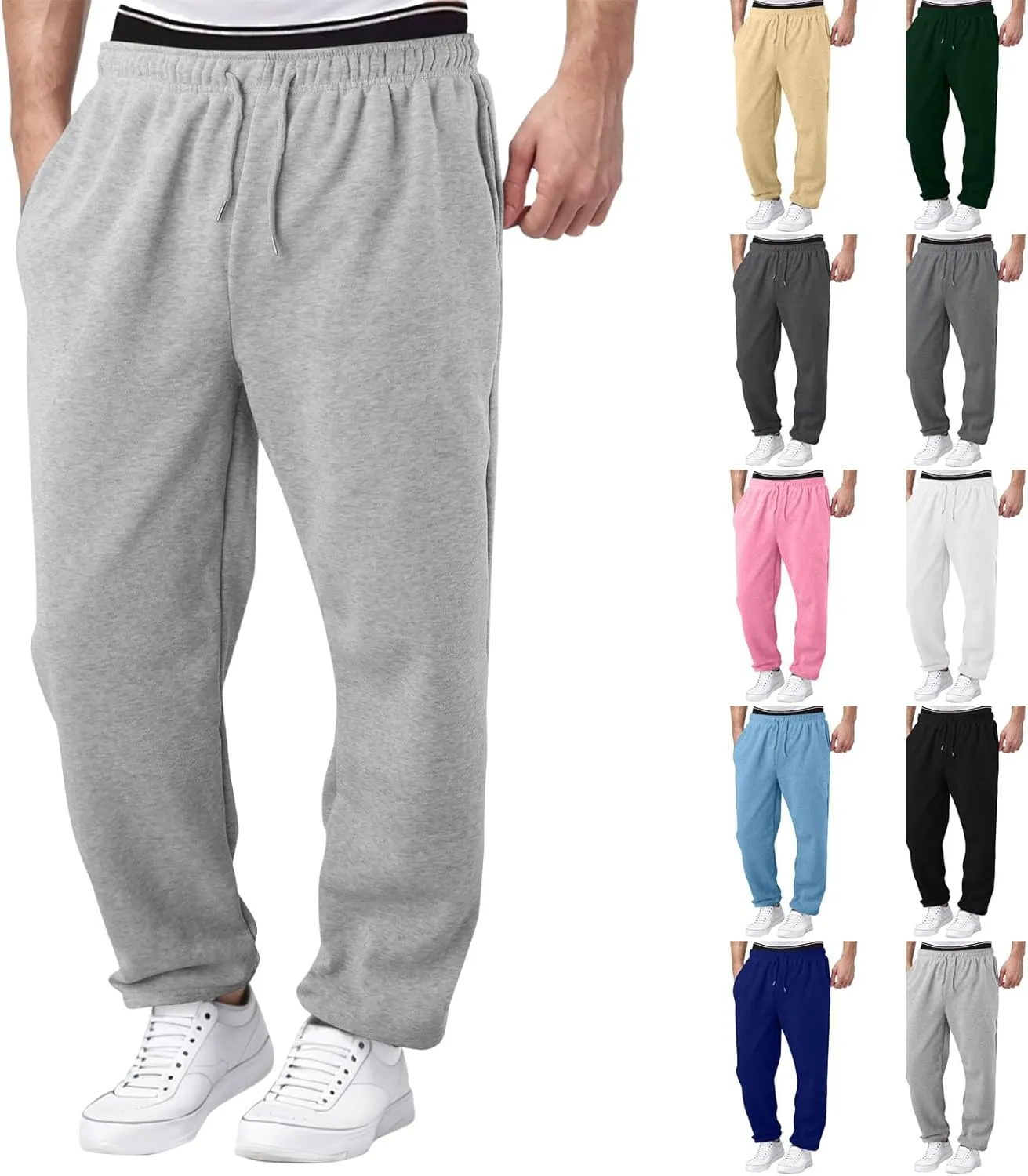 BIFUTON Men's Pants,Mens Joggers with Pockets Cotton Sweatpants for Men Lightweight Hiking Pants Drawstring Running Pants