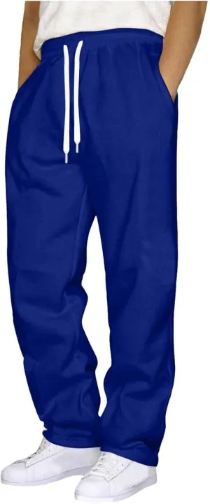BIFUTON Sweat Pants for Mens Big and Tall Straight Leg Joggers Drawstring Fleece Lined Pants Men Winter Pants Athletic Pants