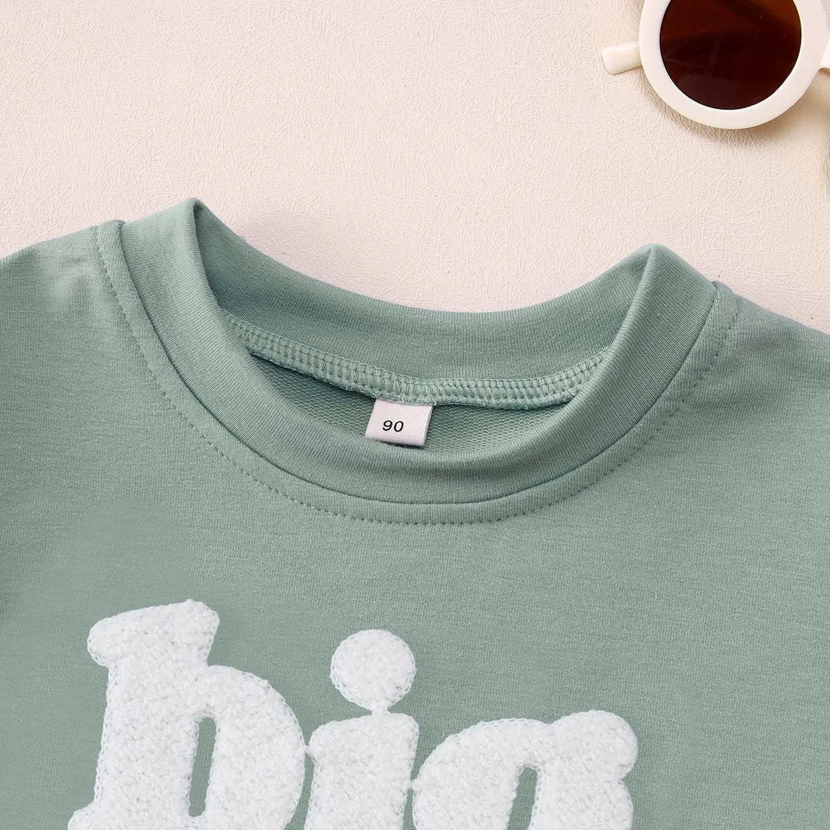 Big Brother Sweatshirt Toddler Boy Big Bro Chenille Patch Letter Print Pullover Crewneck Long Sleeve Shirt Fall Tops