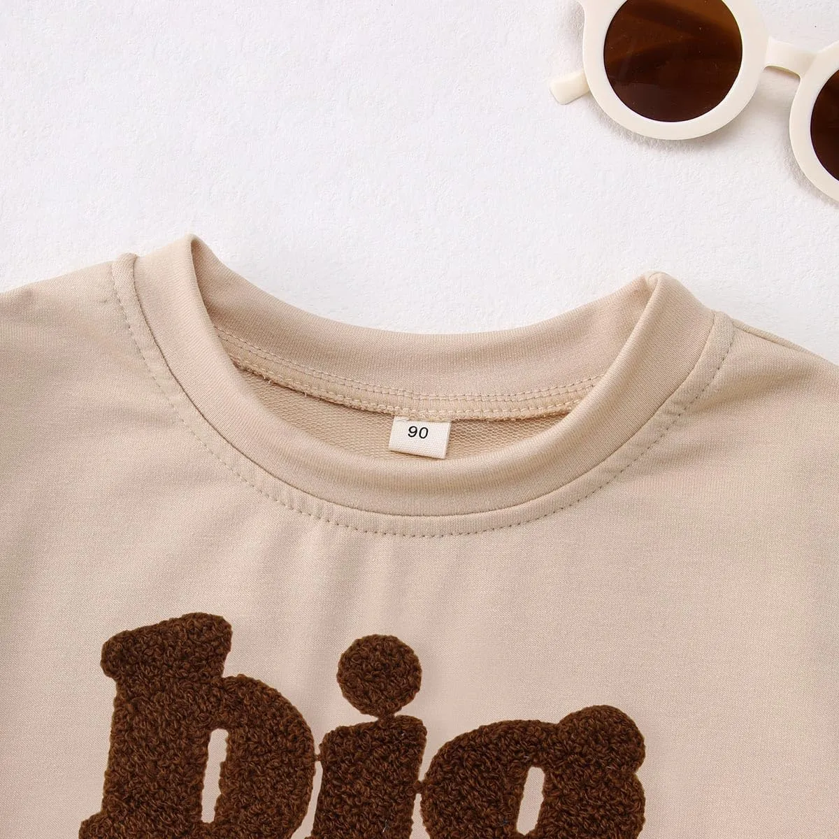 Big Brother Sweatshirt Toddler Boy Big Bro Chenille Patch Letter Print Pullover Crewneck Long Sleeve Shirt Fall Tops