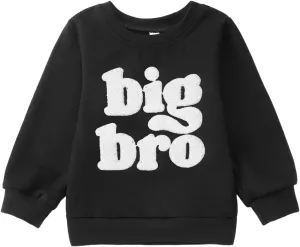 Big Brother Sweatshirt Toddler Boy Big Bro Chenille Patch Letter Print Pullover Crewneck Long Sleeve Shirt Fall Tops