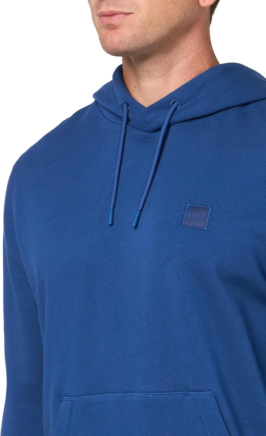 BOSS Men's Patch Logo French Terry Pullover Hooded Cotton Sweatshirt
