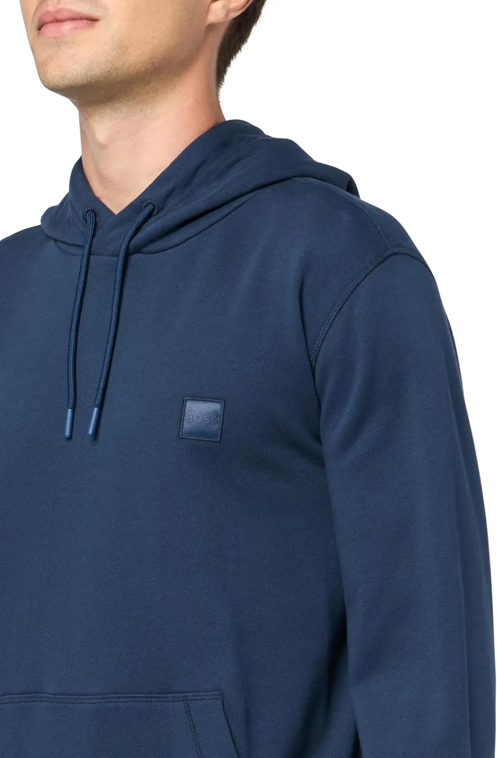 BOSS Men's Patch Logo French Terry Pullover Hooded Cotton Sweatshirt