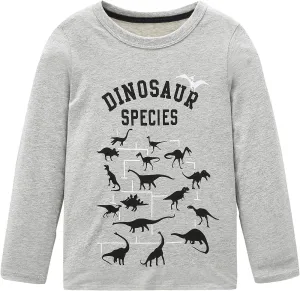 Boys Cotton Long Sleeve T-Shirts T Rex Dinosaur Shirt Graphic Tees