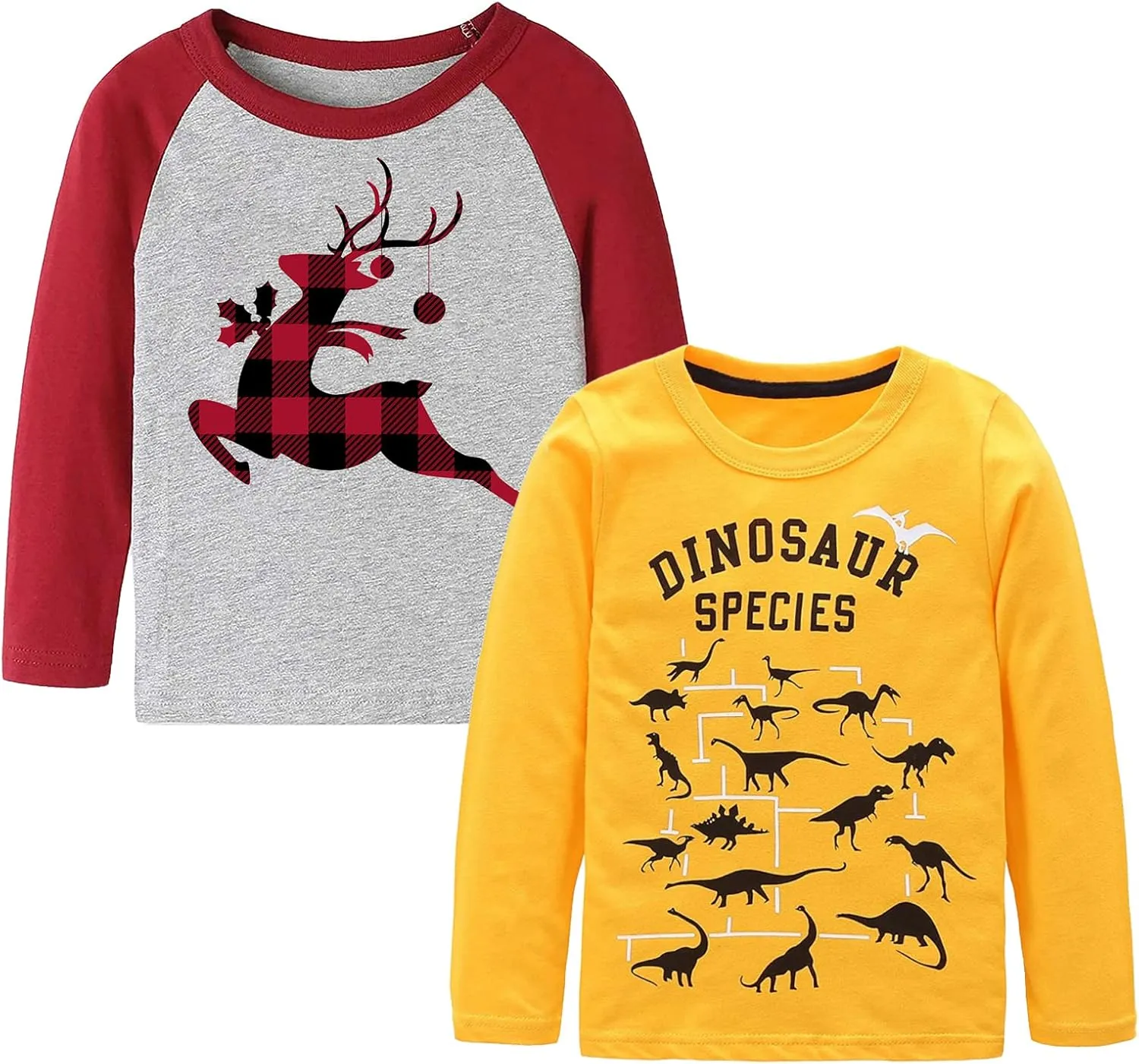 Boys Cotton Long Sleeve T-Shirts T Rex Dinosaur Shirt Graphic Tees