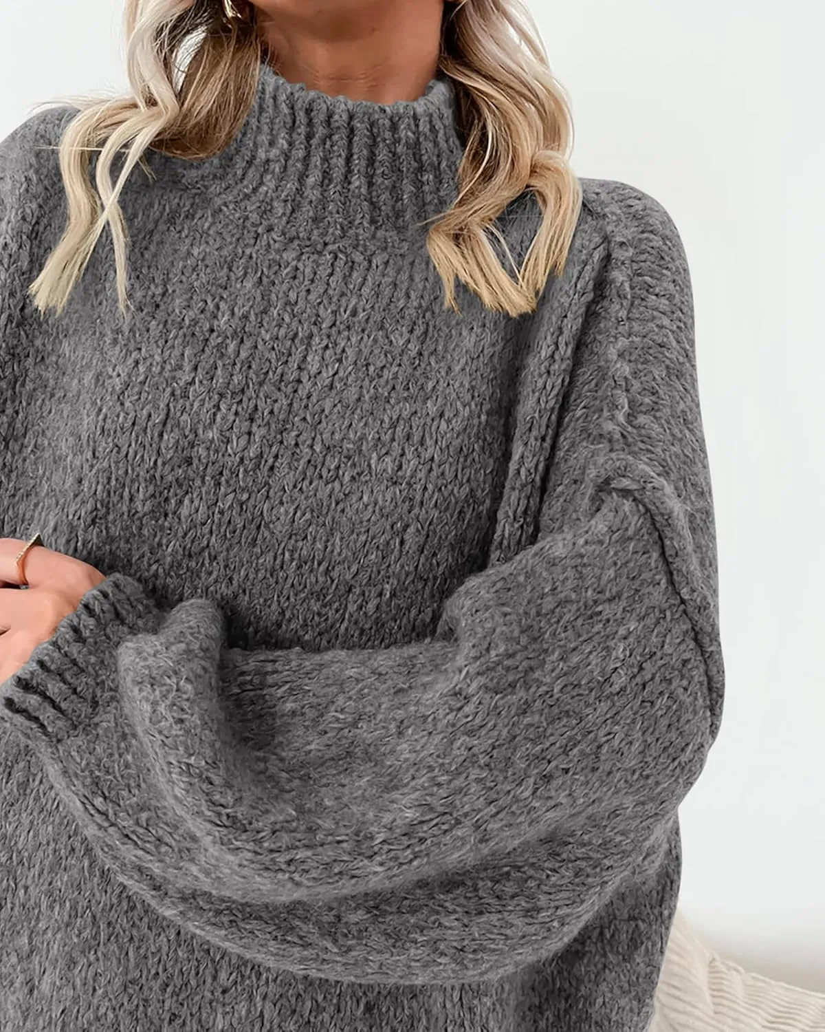 BTFBM Women's Long Pullover Sweaters 2025 Fall Winter Mock Neck Long Sleeve Thick Oversized Casual Knitted Jumper Tops