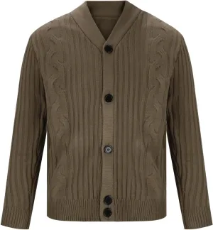 Cable Knit Sweater Men Open Front Cardigan Button Down Sweater V Neck Cardigan Sweaters Fall Winter Sweaters