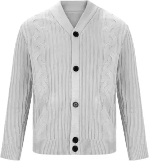 Cable Knit Sweater Men Open Front Cardigan Button Down Sweater V Neck Cardigan Sweaters Fall Winter Sweaters