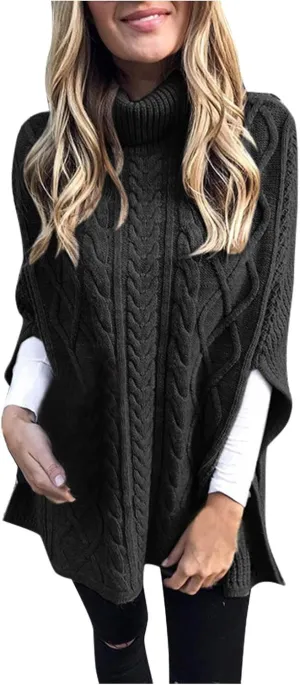 Cable Knit Sweater Women Long Sleeve Turtleneck Sweater Solid Color Sweater Winter Warm Sweater for Plus Size