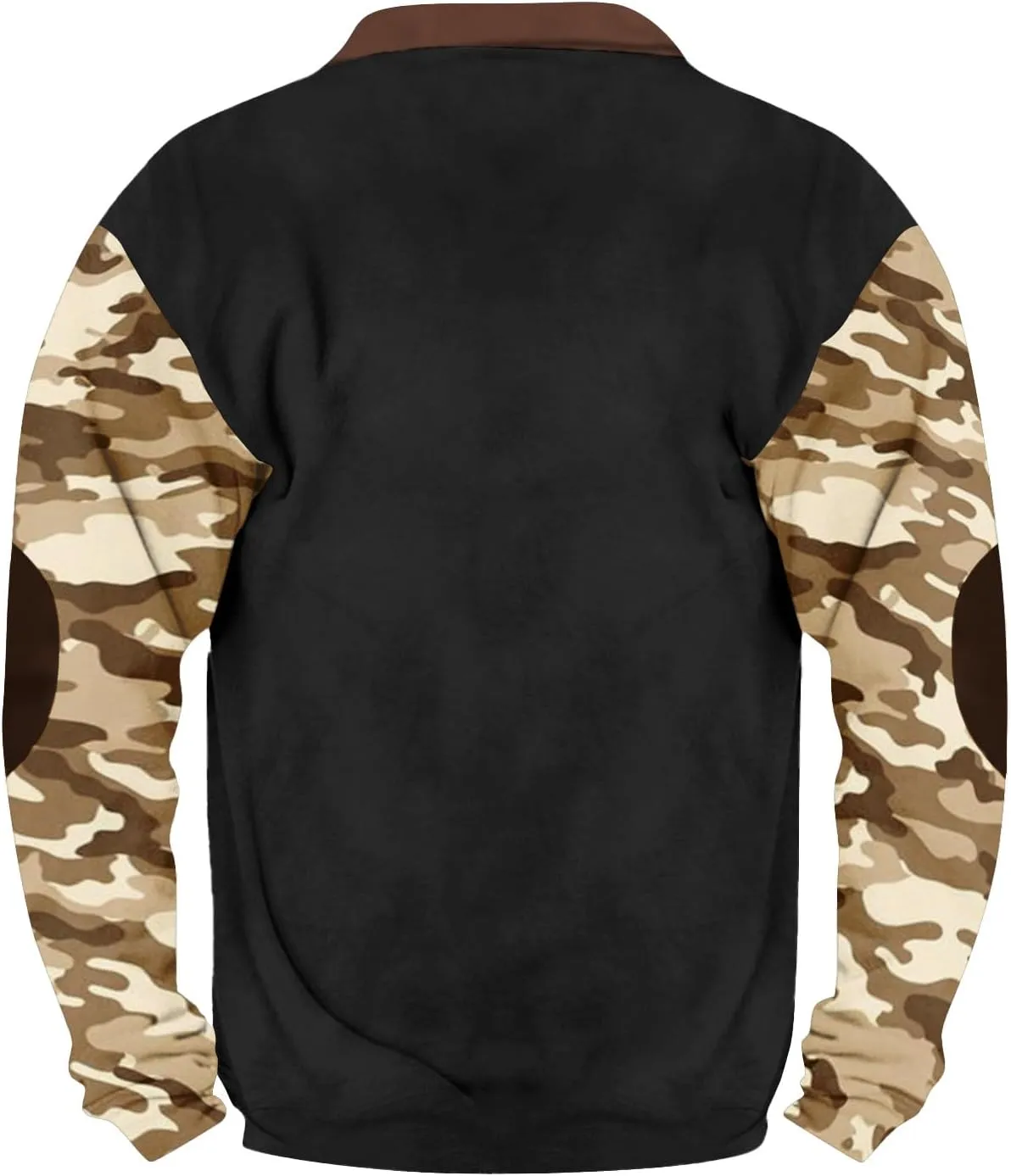 Camoflauge Quarter Zip Sweatshirt Men Plus Size Military Long Sleeve Fall Camouflage Pullover Sweatshirts