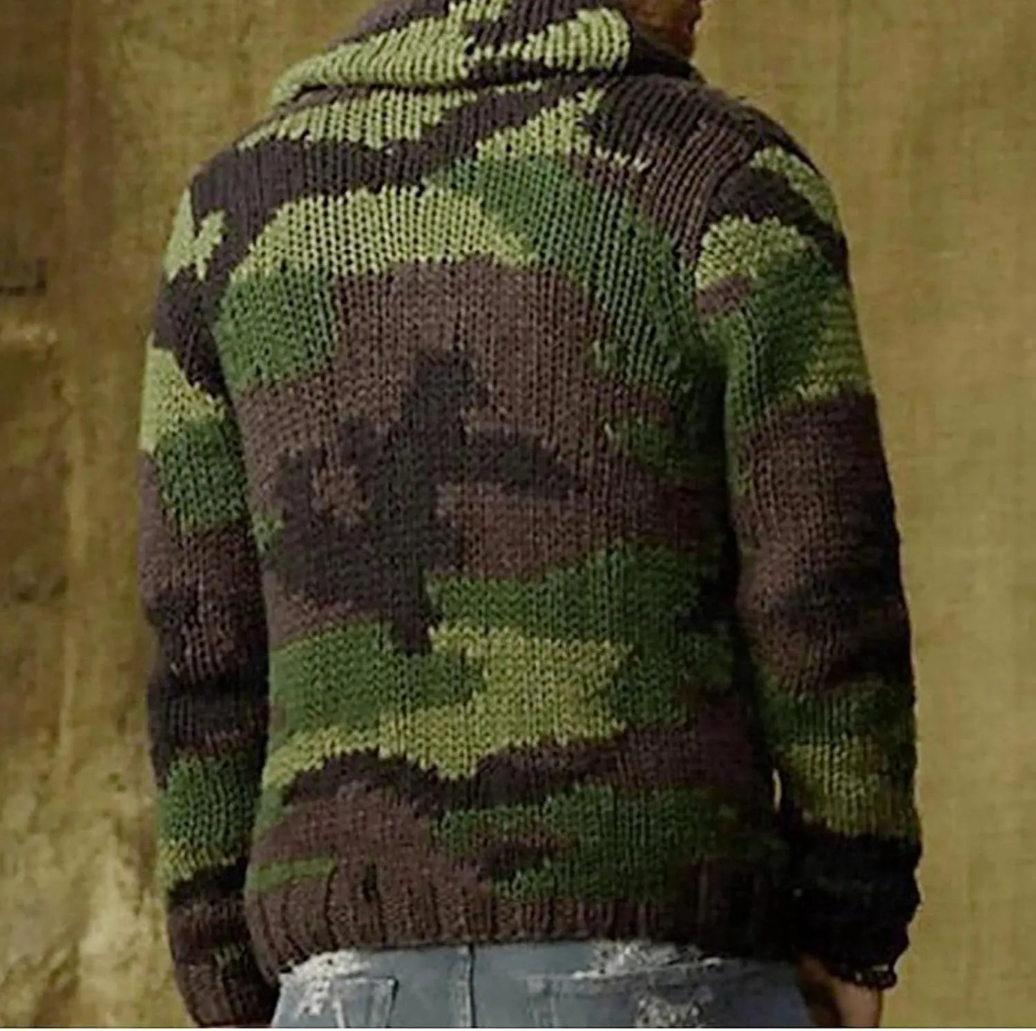 Cardigan Sweaters for Men Striped Knit Sweater Shawl Collar Knit Sweater Big and Tall Button Down Sweaters