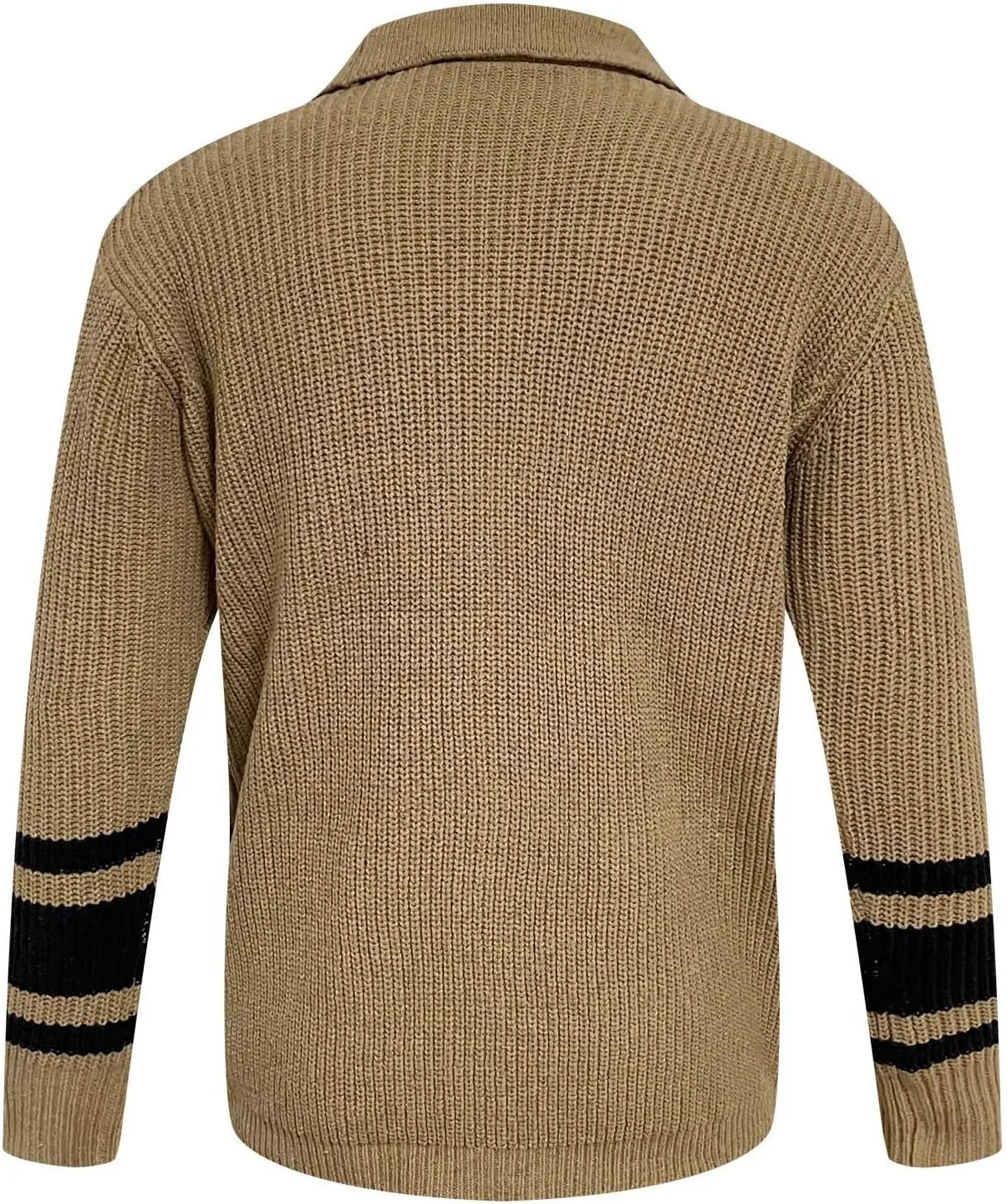 Cardigan Sweaters for Men Striped Knit Sweater Shawl Collar Knit Sweater Big and Tall Button Down Sweaters