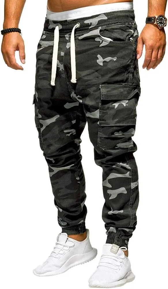 Cargo Joggers for Men Camo Fashion Elastic Waist Casual Cotton Jogger Sweatpants Tactical Style Sports Pants