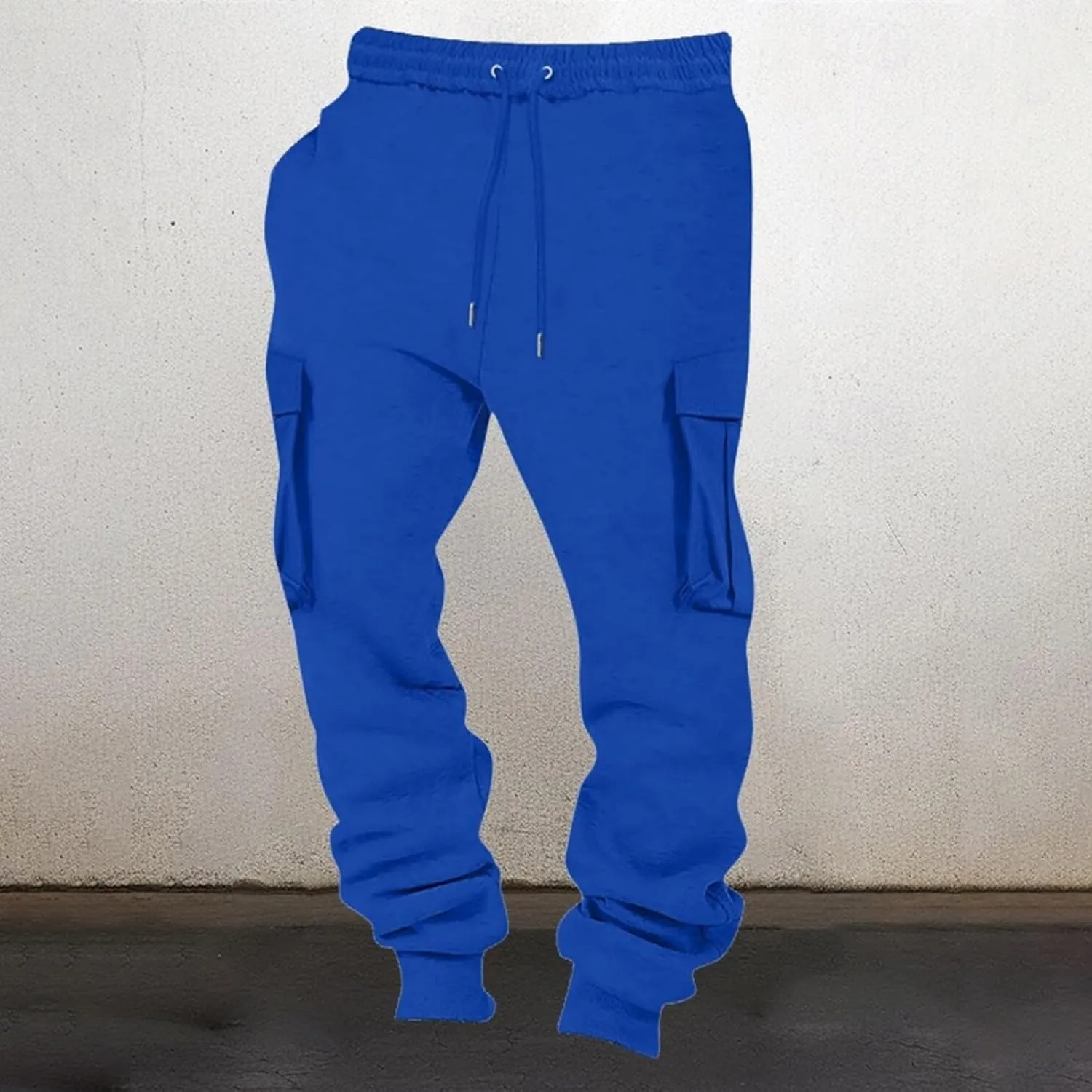 Cargo Joggers Men,Baggy Sweatpants Men Cotton Elastic Waist Drawstring Running Pants Fleece Lined Pants with Pockets
