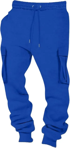 Cargo Joggers Men,Baggy Sweatpants Men Cotton Elastic Waist Drawstring Running Pants Fleece Lined Pants with Pockets