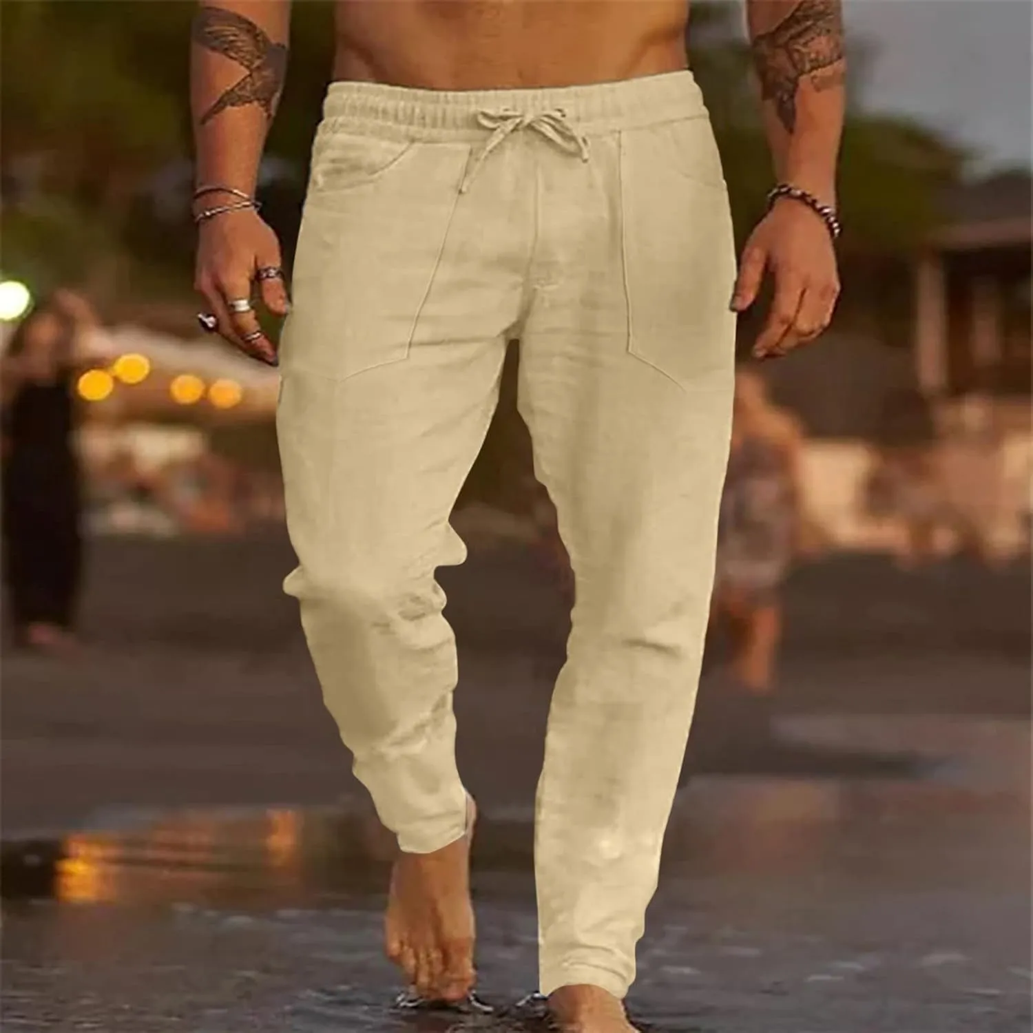 Cargo Pants for Men Big and Tall, Chino Jogger Pants Sweatpants for Men Pants Casual Rope Loose Heavyweight Fit Cargo